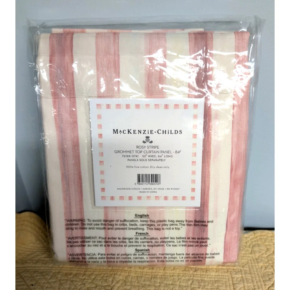 Mackenzie Childs Rosy Stripe Curtain 84